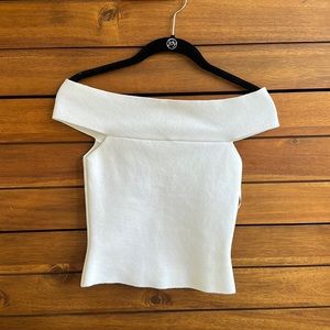 Ronny Kobo White Cotton Spandex Top